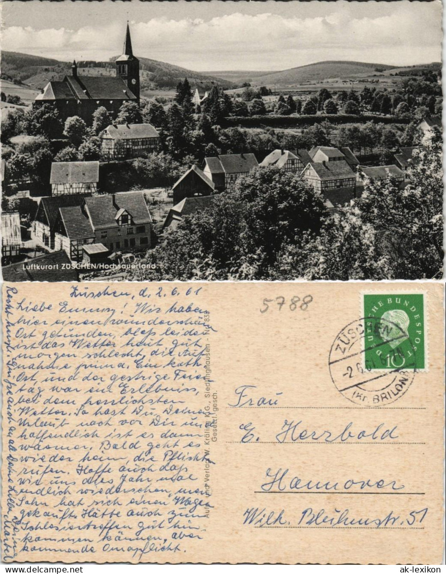 Ansichtskarte Züschen-Winterberg Stadtpartie 1961 - Winterberg