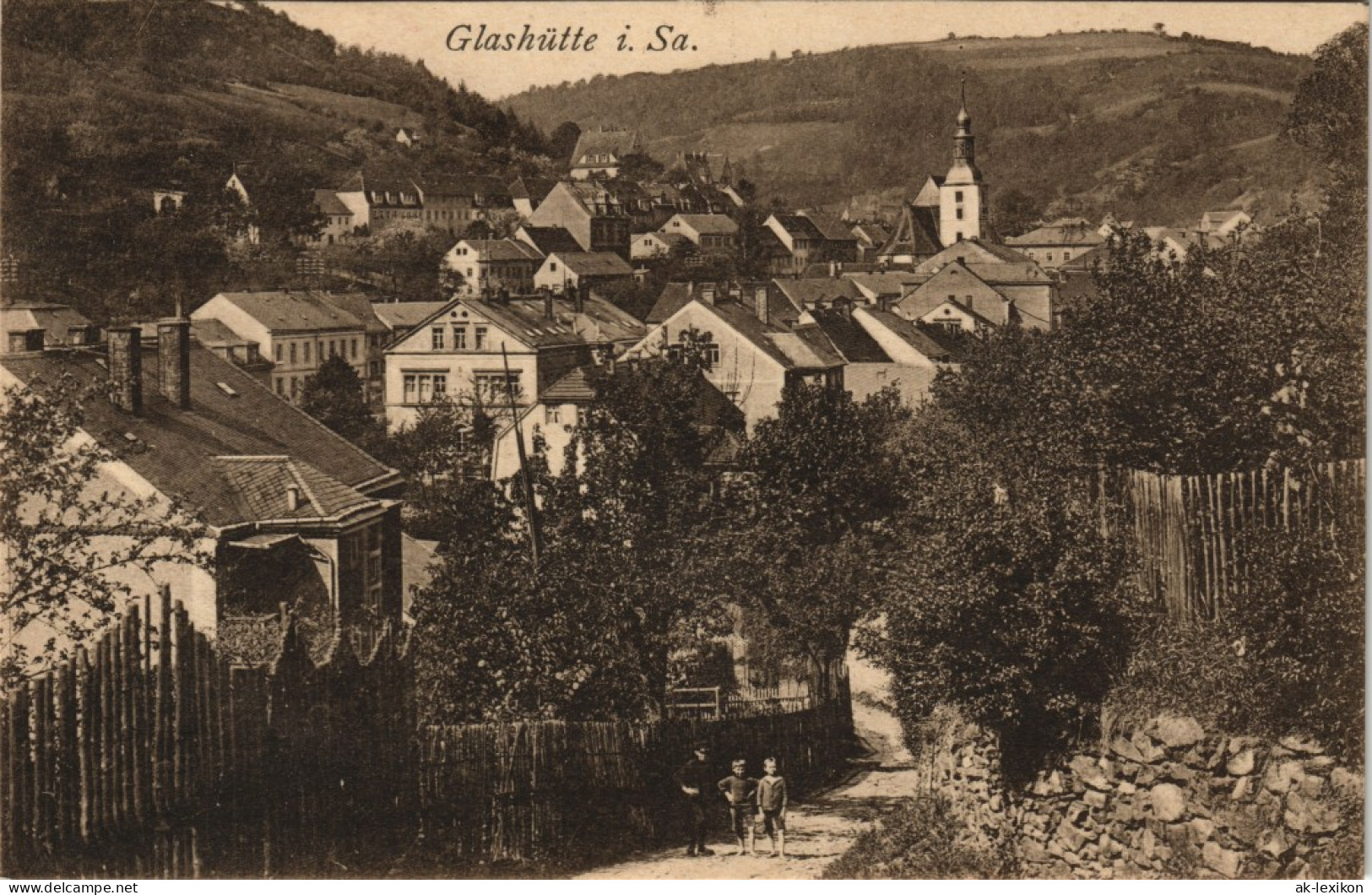 Ansichtskarte Glashütte Straßenpartie In Der Stadt 1913 - Glashütte