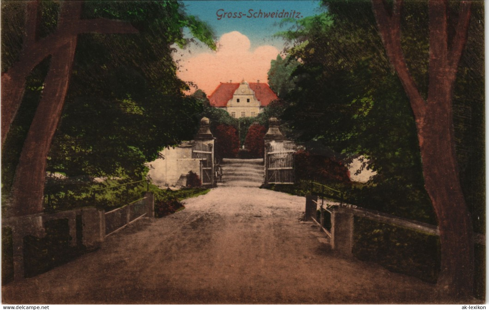 Ansichtskarte Großschweidnitz (OL) Swó&#324;ca Landesanstalt - Eingang 1913 - Grossschweidnitz
