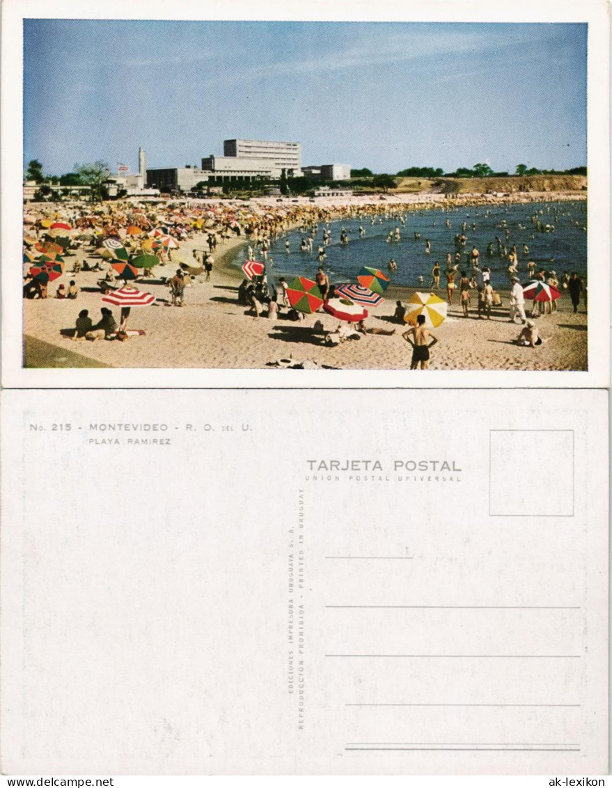 Postcard Montevideo PLAYA RAMIREZ Strand Beach Scene 1960 - Uruguay