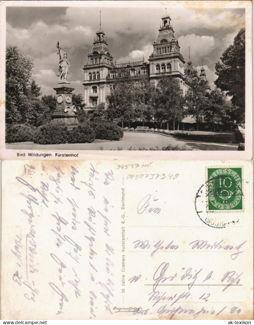 Ansichtskarte Bad Wildungen Partie Am Hotel Fürstenhof 1955 - Bad Wildungen