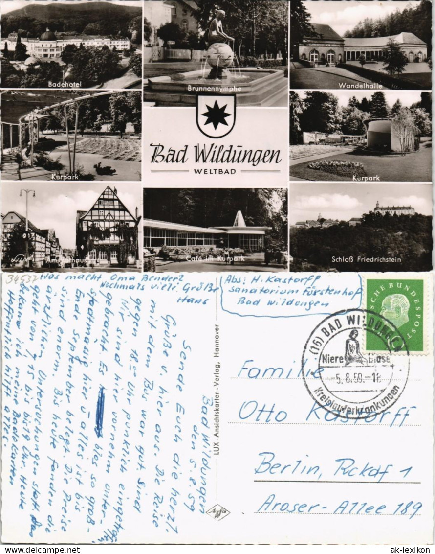 Ansichtskarte Bad Wildungen Mehrbild-AK Mit Stadtteilansichten 1959 - Bad Wildungen