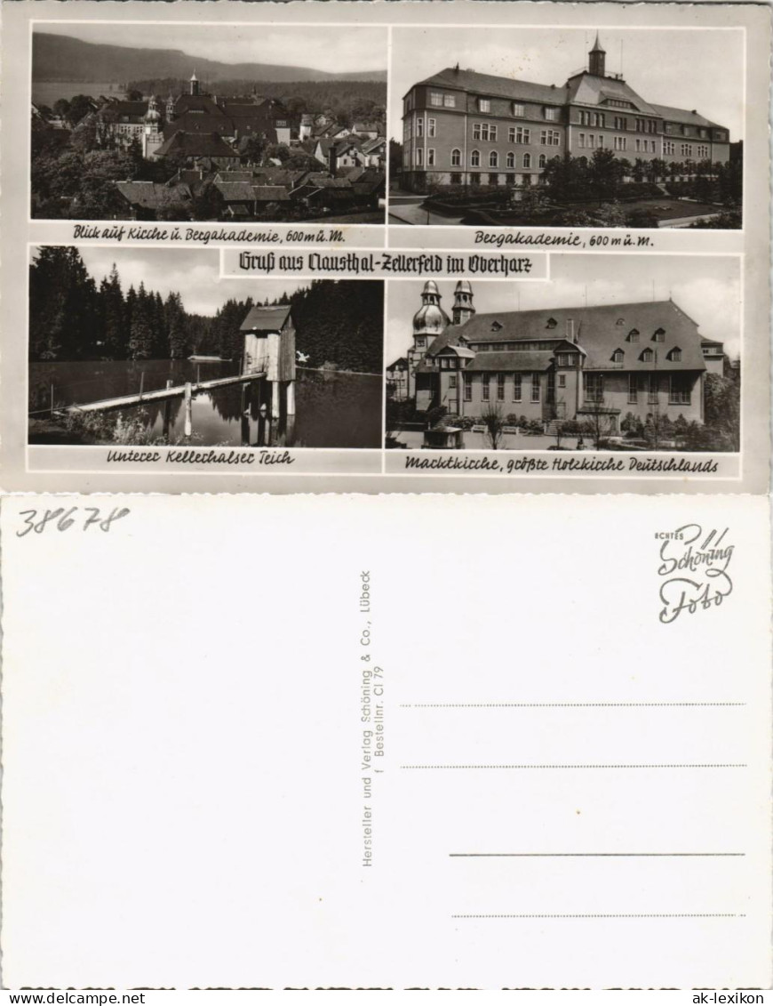 Ansichtskarte Clausthal-Zellerfeld Stadt, Bergakademie, Teich, Kirche 1964 - Clausthal-Zellerfeld