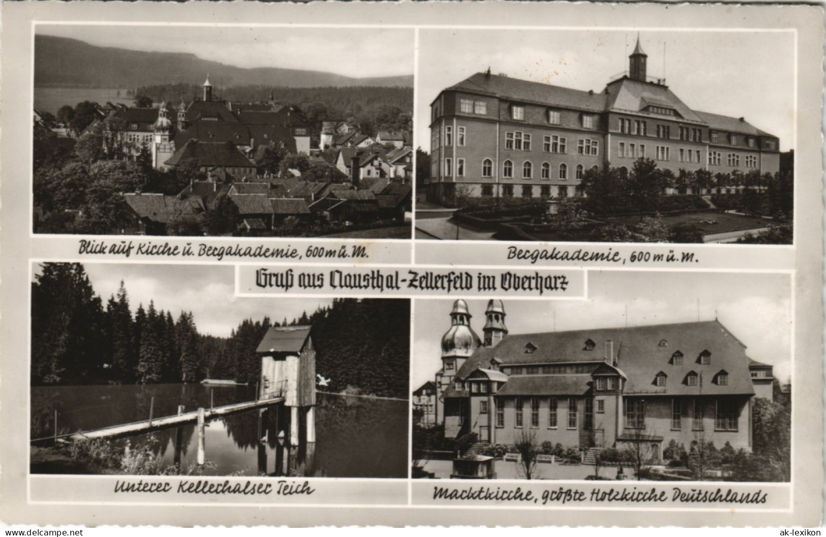 Ansichtskarte Clausthal-Zellerfeld Stadt, Bergakademie, Teich, Kirche 1964 - Clausthal-Zellerfeld