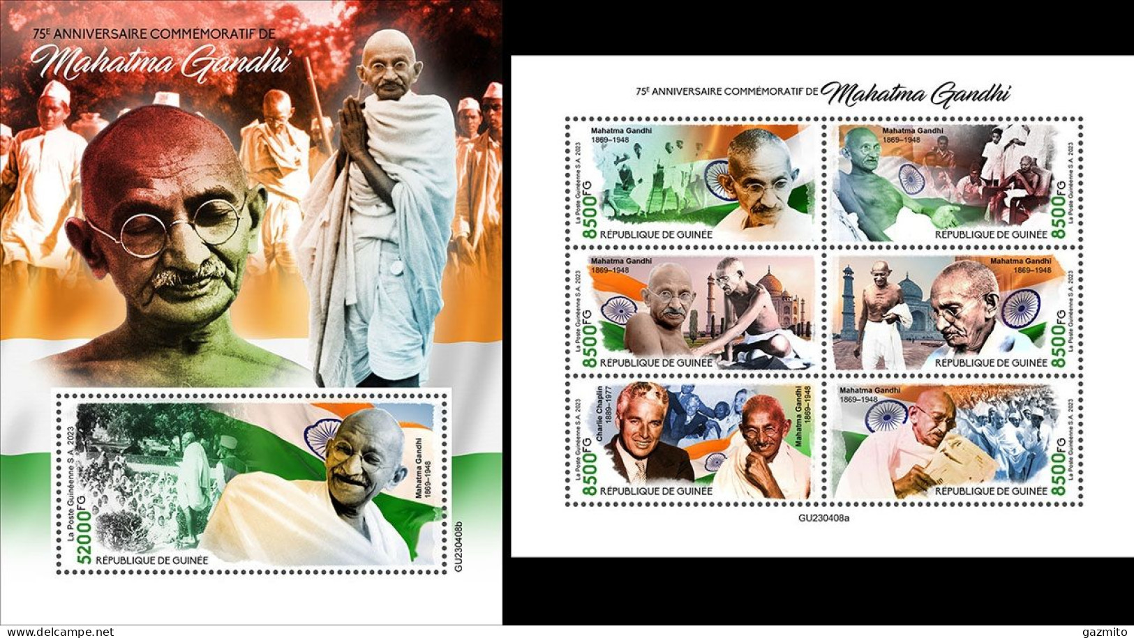 Guinea 2023, Gandhi, 6val In BF +BF - Mahatma Gandhi