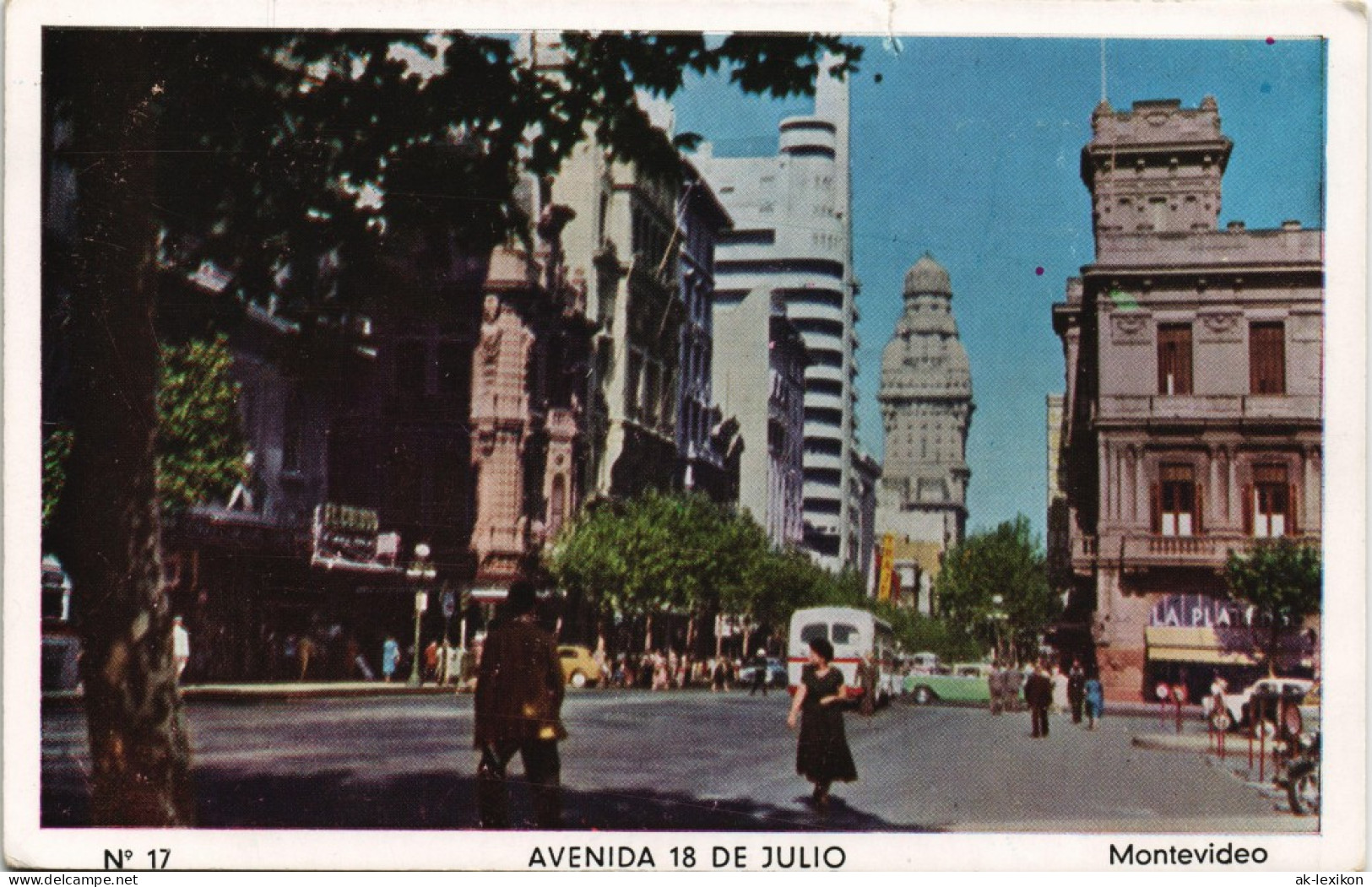Postcard Montevideo AVENIDA 18 DE JULIO Stadtteilansicht 1955 - Uruguay