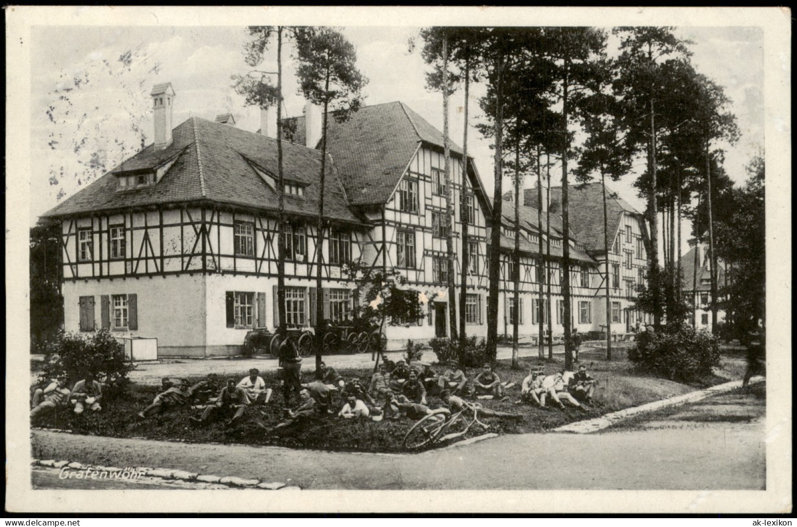 Ansichtskarte Grafenwöhr Soldaten Vor Gebäude Truppenübungsplatz 1937 - Grafenwoehr