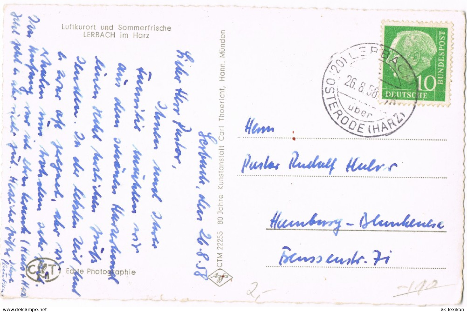 Lerbach-Osterode Harz Stadt 1958  Gel. Landpost-Stempel Lerbach über Osterode - Osterode