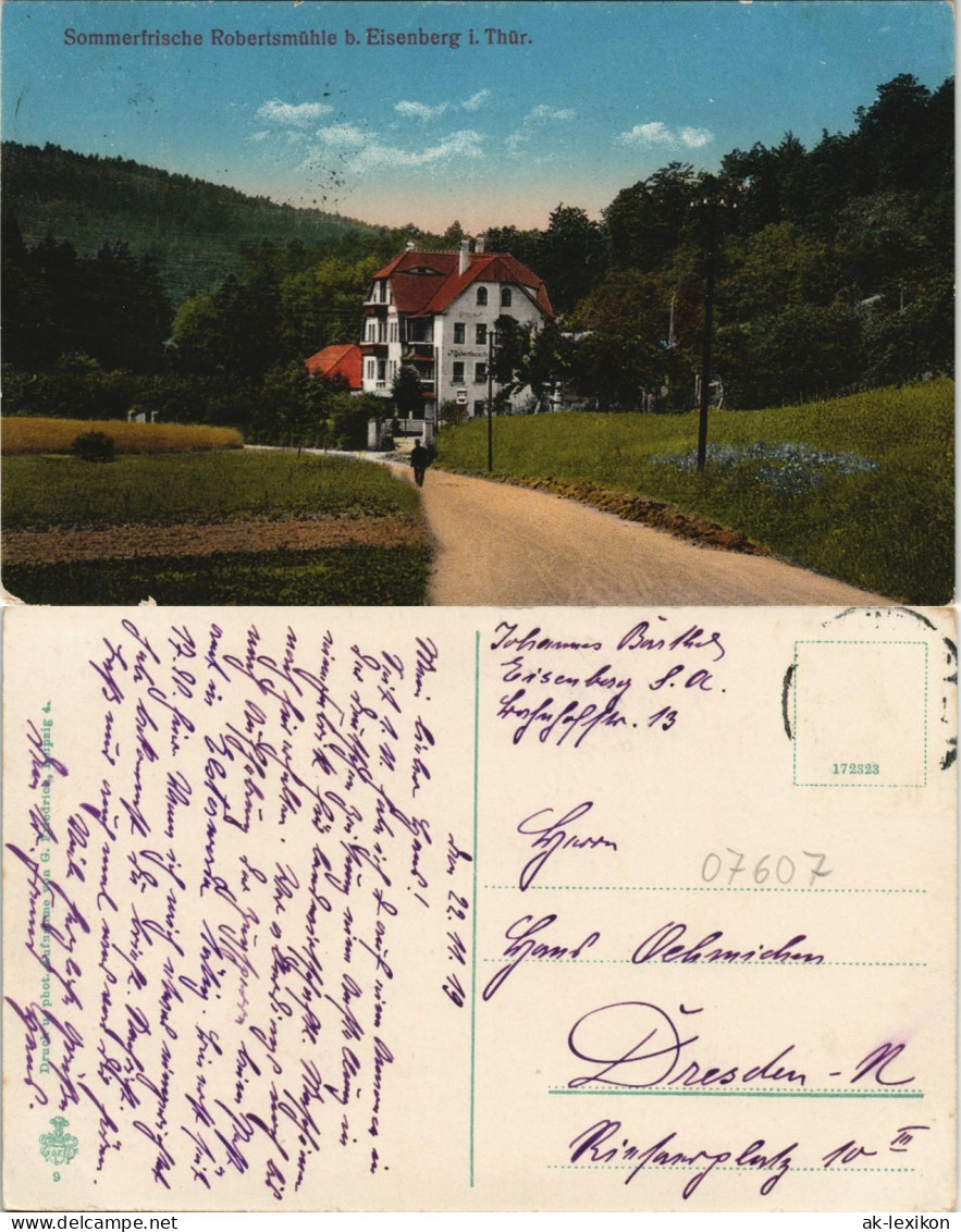 Ansichtskarte Eisenberg (Thüringen) Sommerfrische Robertsmühle 1919 - Eisenberg