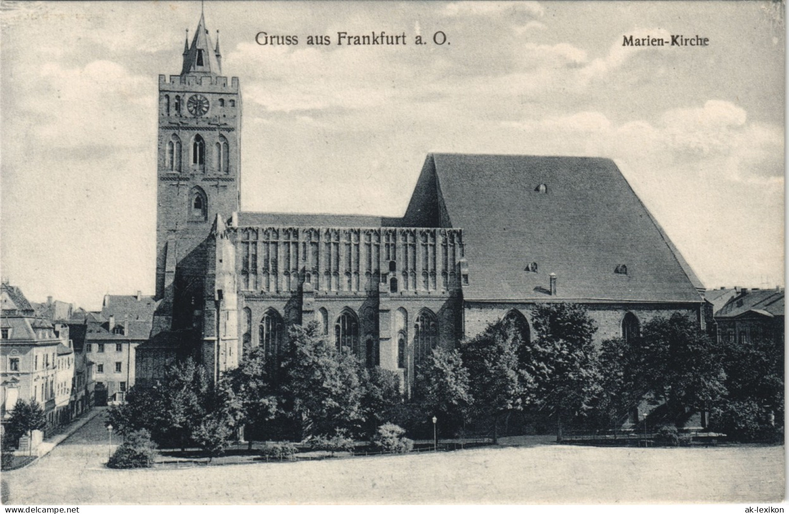 Ansichtskarte Frankfurt (Oder) Marienkirche, Straße - Seitenschiff 1912 - Frankfurt A. D. Oder