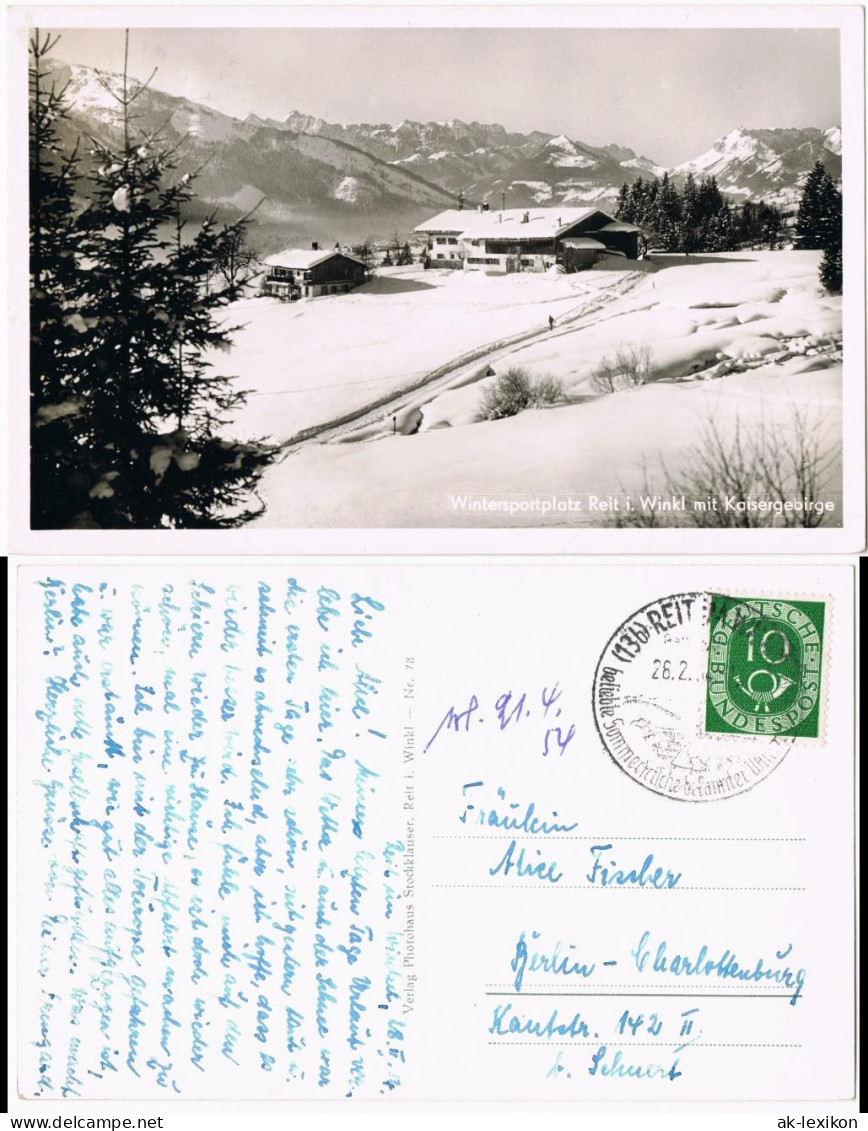 Ansichtskarte Reit Im Winkl Häuser Mmit Kaisergebirge Im Winter 1954 - Reit Im Winkl