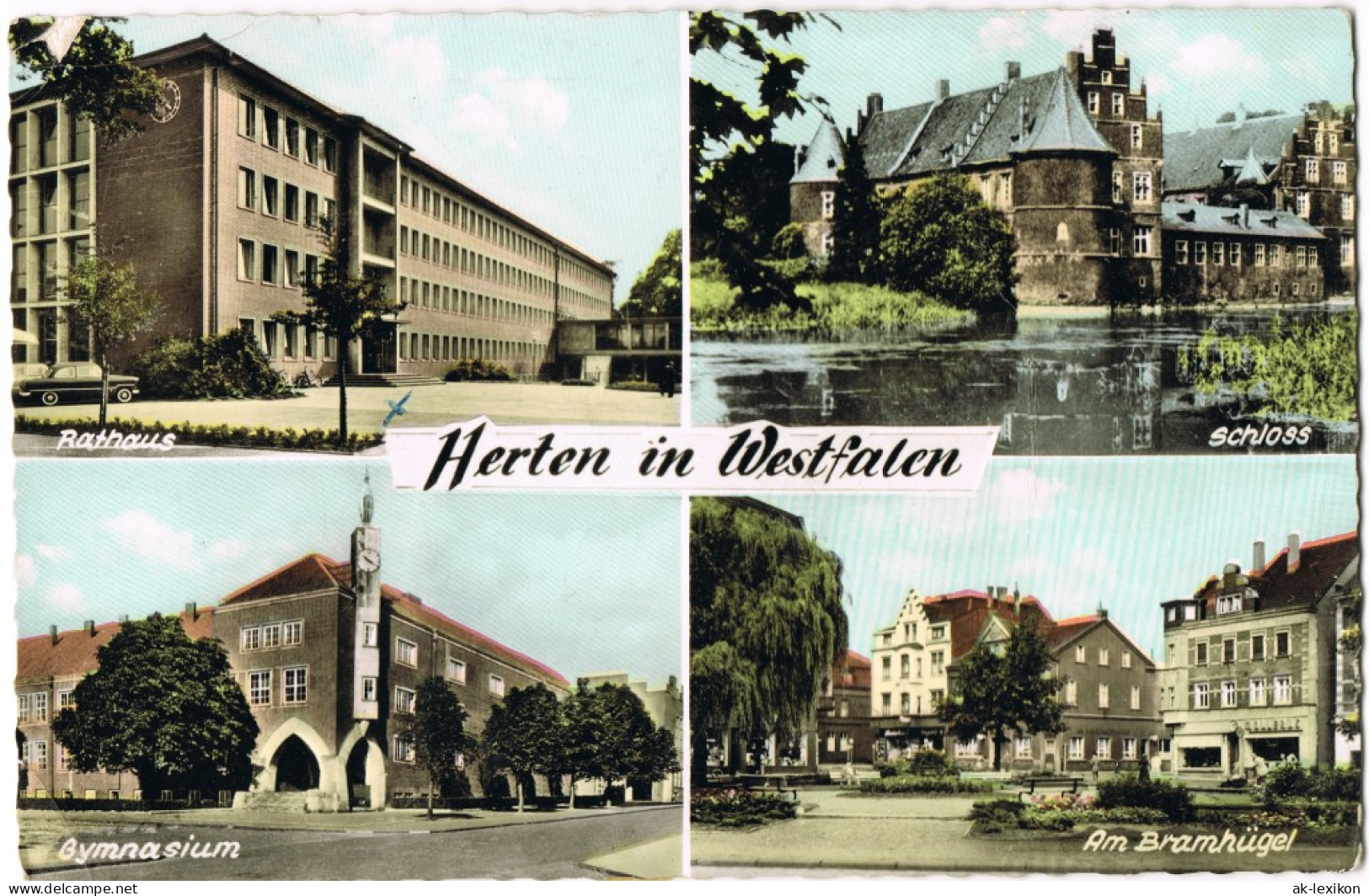 Herten (Westfalen) Rathaus, Schloß, Gymnasium, Am Bramhügel 1967 - Herten