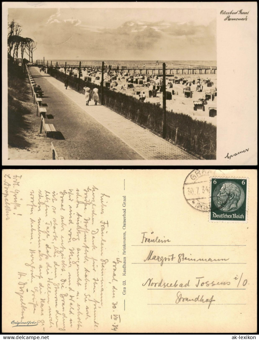 Ansichtskarte Graal-Müritz Strandpromenade, Wolken Stimmungsbild 1934 - Graal-Müritz