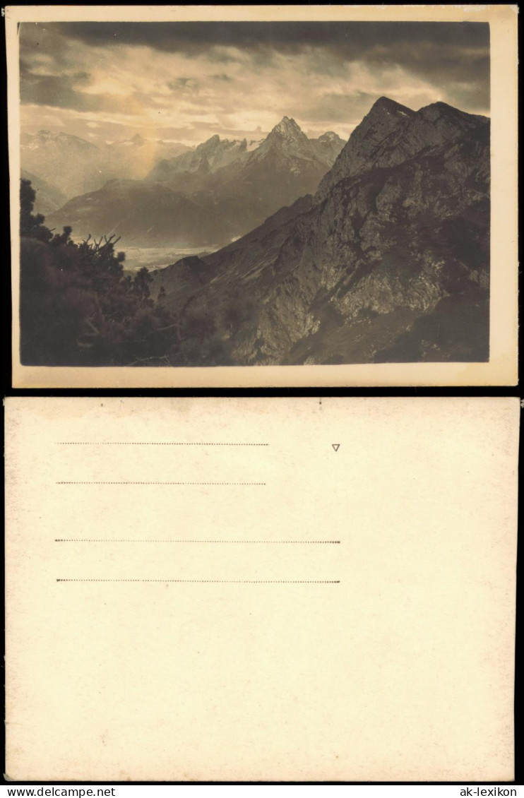 Foto  Alpen - Sonne, Stimmungsbild 1932 Privatfoto - Alpinismus, Bergsteigen
