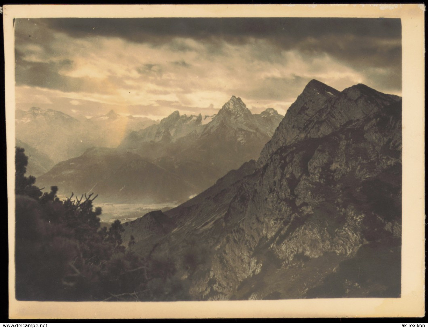 Foto  Alpen - Sonne, Stimmungsbild 1932 Privatfoto - Mountaineering, Alpinism