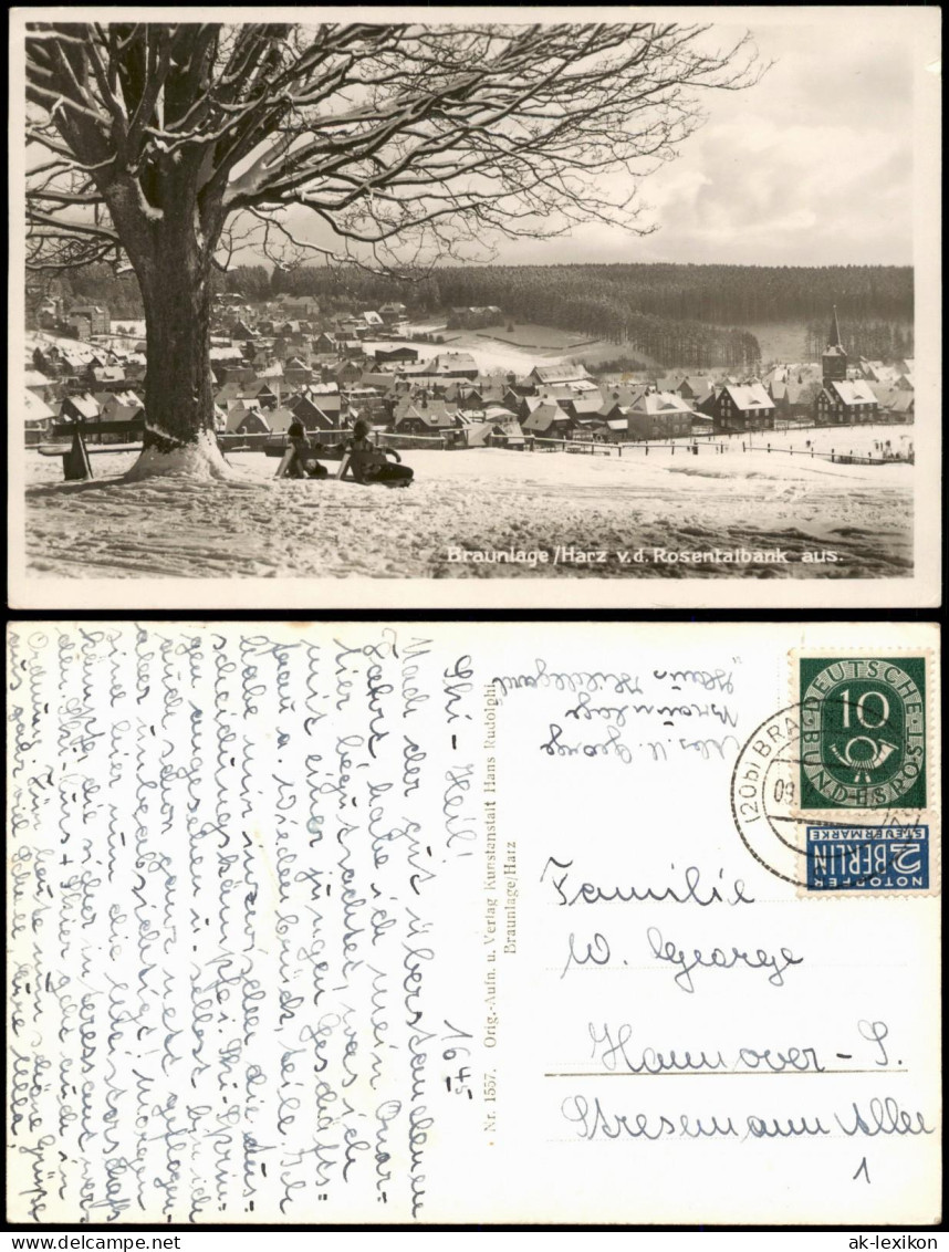 Ansichtskarte Braunlage Harz Blick V. D. Rosentalbank Aus 1952 - Braunlage