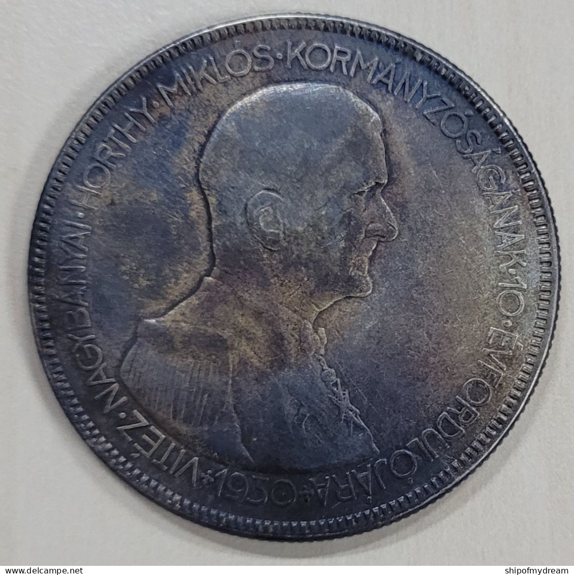 Hungary Silver 5 Pengo 1930. KM-512. Admiral Horthy - Hongrie