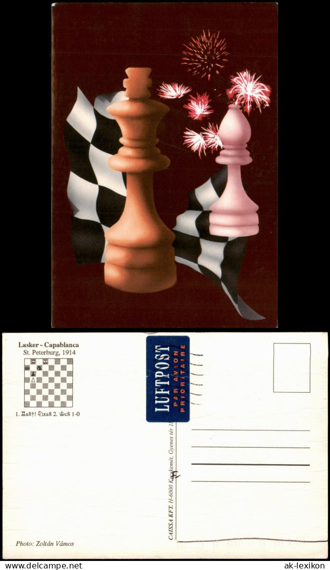 Schach Chess Motivkarte Spielzug Lasker Capablanca St. Peterburg Anno 1914 1990 - Contemporain (à Partir De 1950)