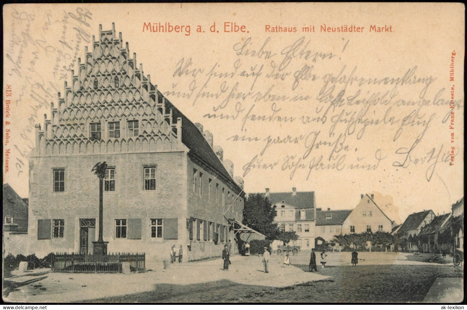 Ansichtskarte Mühlberg/Elbe Miłota Rathaus Mit Neustädter Markt. 1905 - Muehlberg