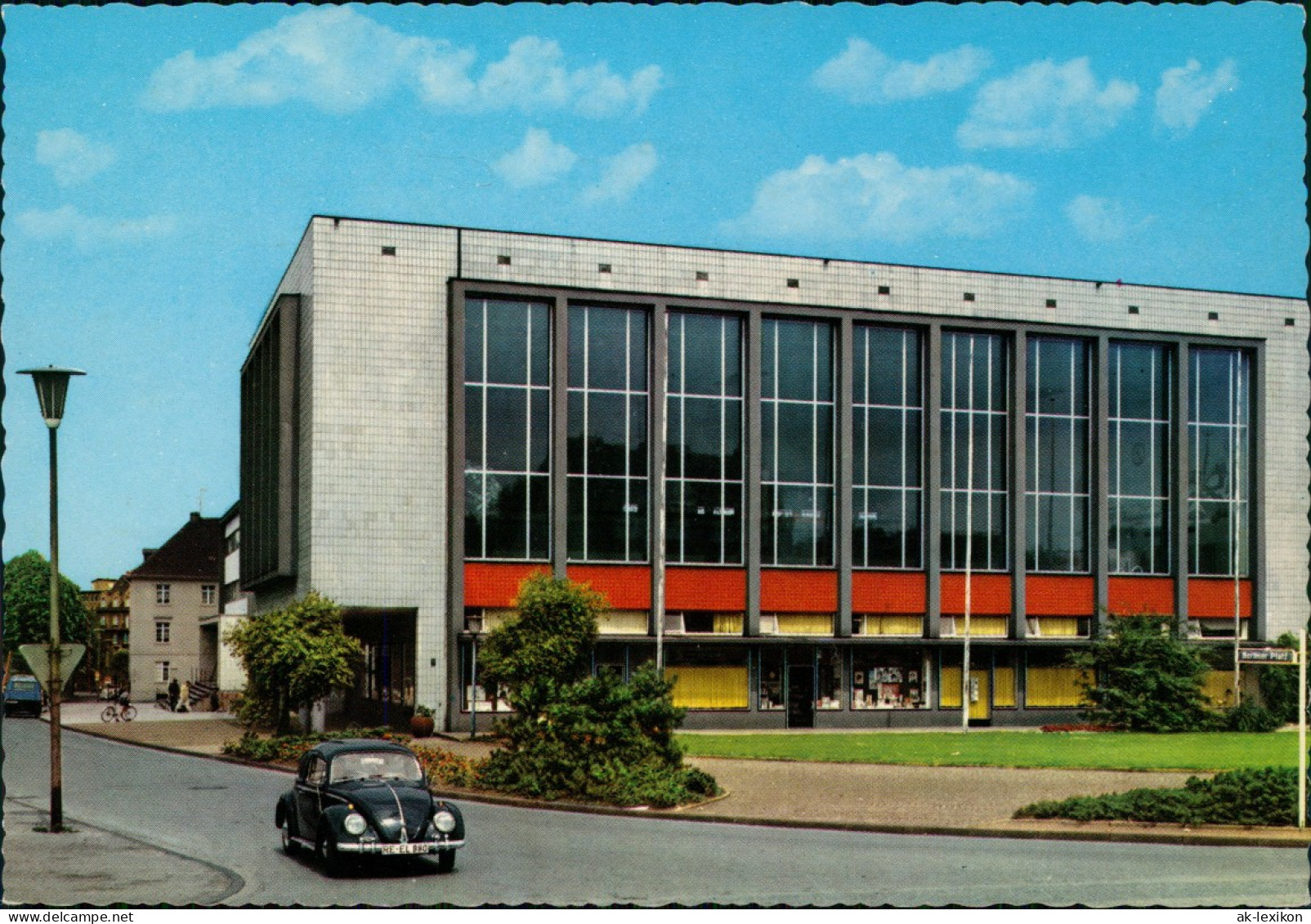 Ansichtskarte Herne Stadtbad, Straße, VW Käfer 1965 - Herne