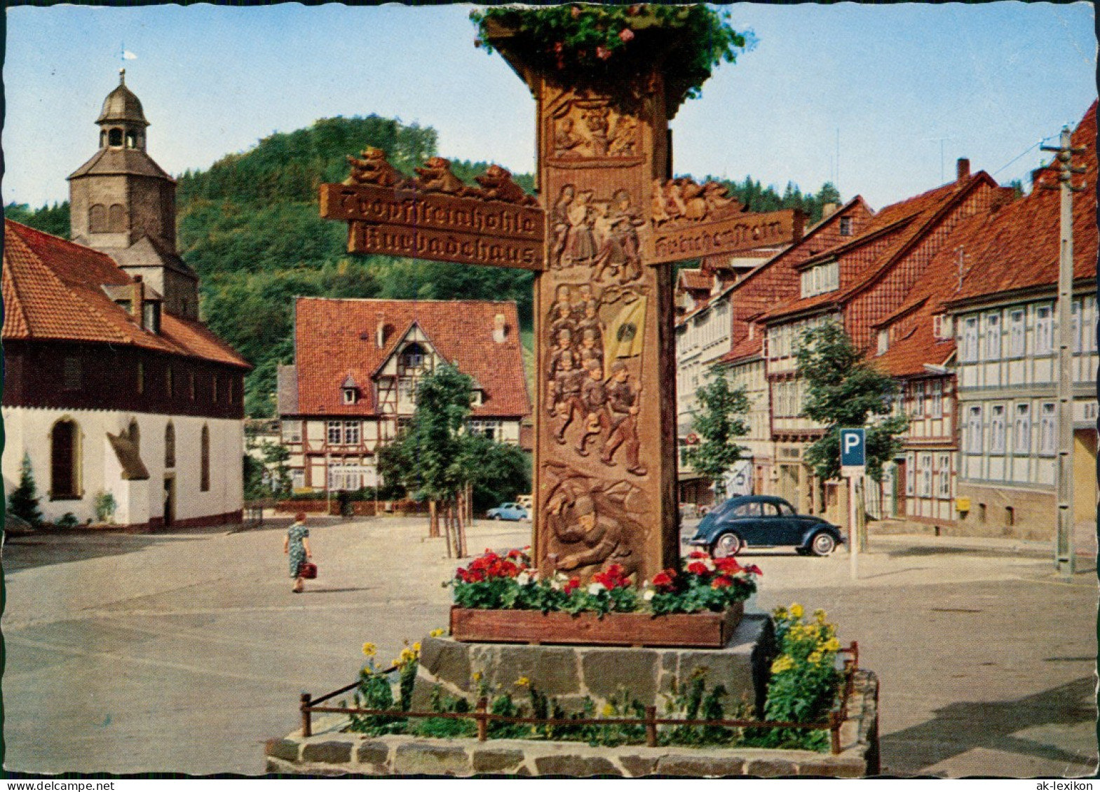 Bad Grund (Harz) Hotel Café - Restaurant Iberger, Wegweiser 1971 - Bad Grund