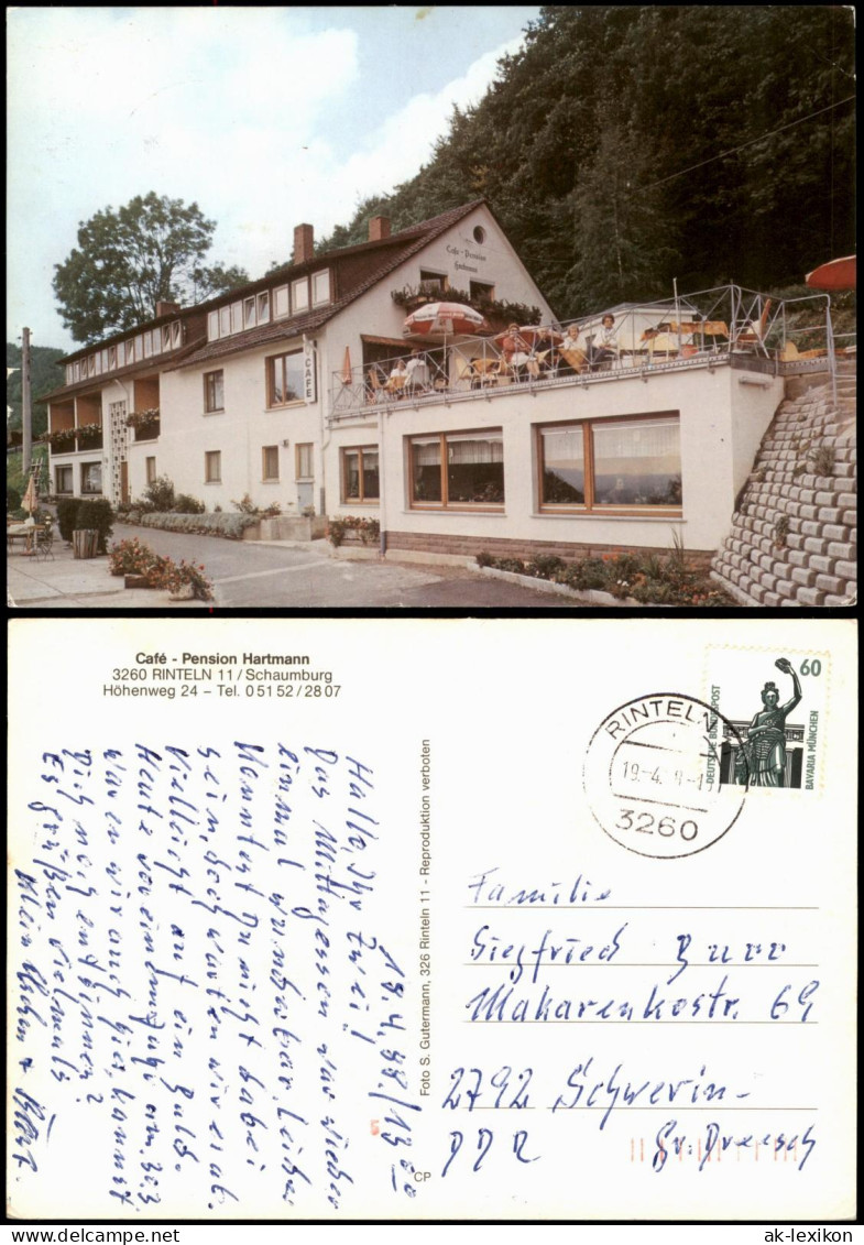 Ansichtskarte Rinteln Café Pension Hartmann Höhenweg 1988 - Rinteln