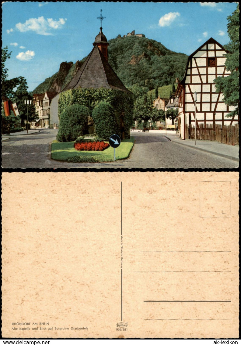 Rhöndorf-Bad Honnef Alte Kapelle Und Blick Auf Burgruine Drachenfels 1969 - Bad Honnef