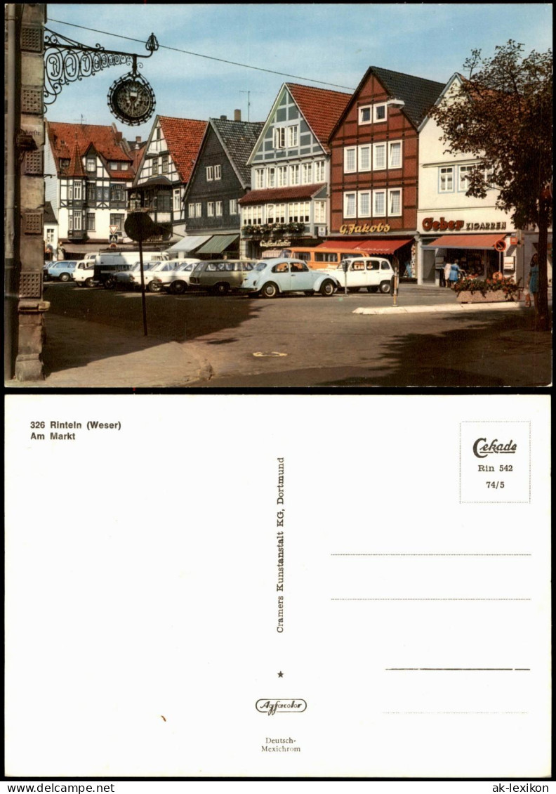 Rinteln Am Markt Marktplatz Autos U.a. Volkswagen VW Käfer, Geschäfte 1974 - Rinteln