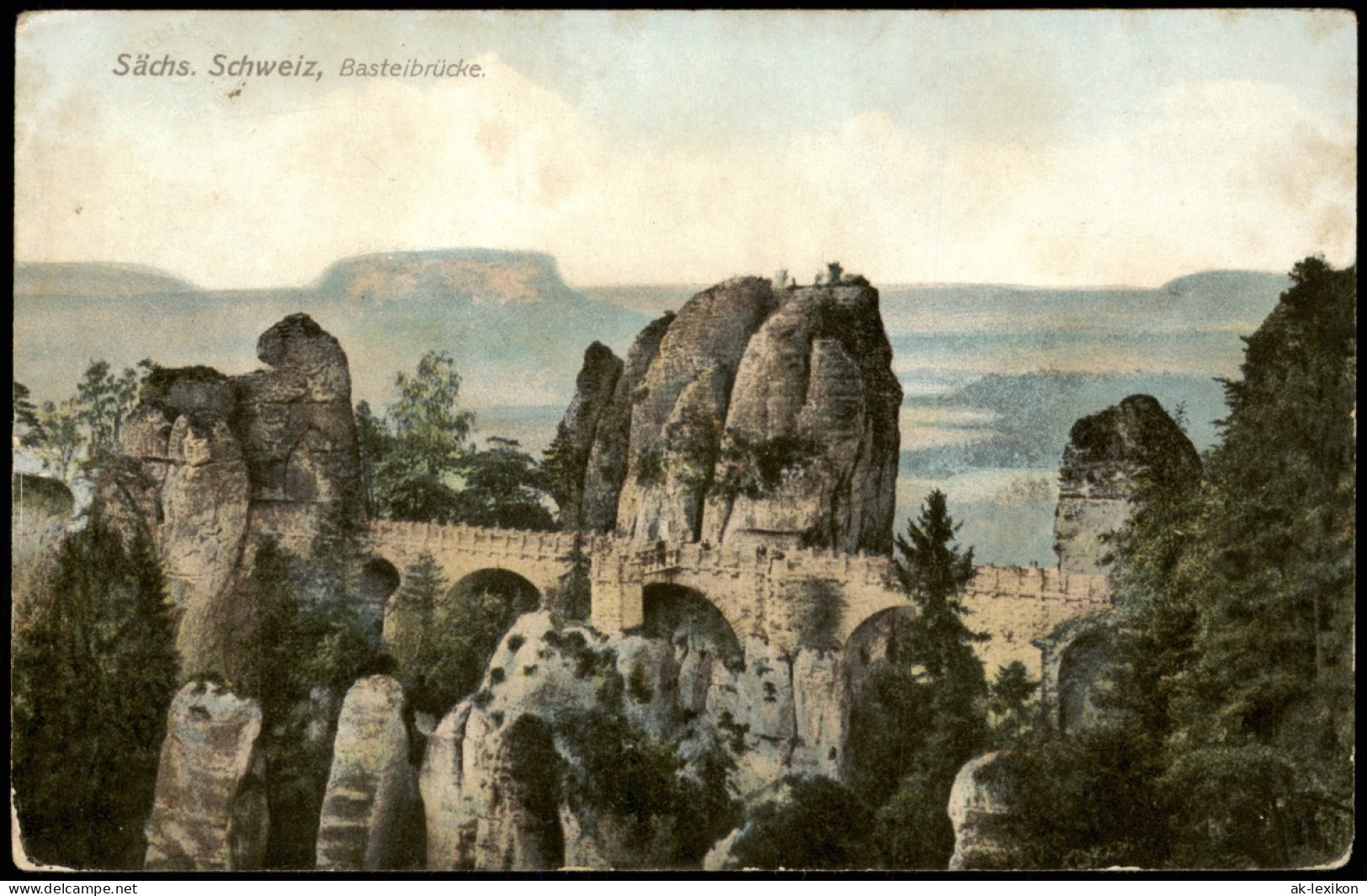 Ansichtskarte Rathen Sächsische Schweiz, Basteibrücke, Bastei 1910 - Rathen