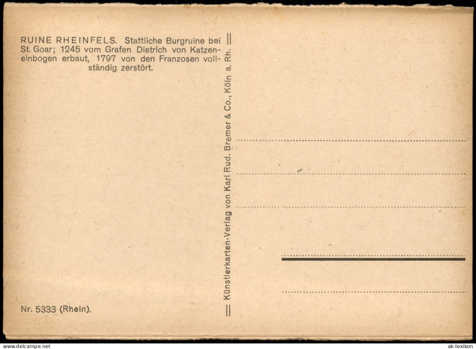 Ansichtskarte Sankt Goar Burgruine Rheinfels Am Rhein (Künstlerkarte) 1920 - St. Goar