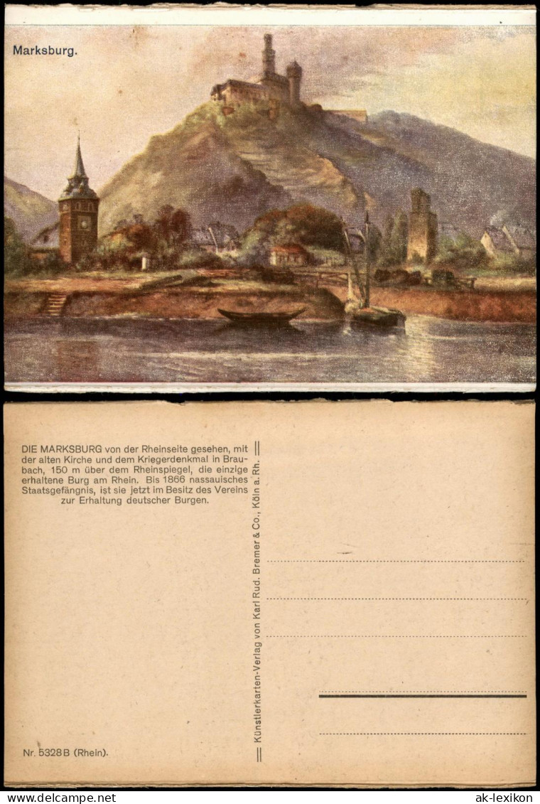 Ansichtskarte Braubach Marksburg Am Rhein (Künstlerkarte) 1930 - Braubach