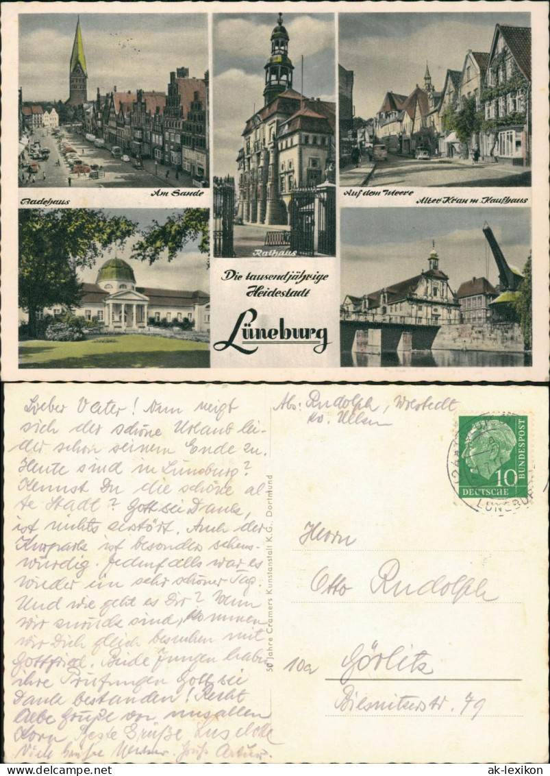 Ansichtskarte Lüneburg Mehrbildkarte Der Tausendjährigen Heidestadt 1956 - Lüneburg