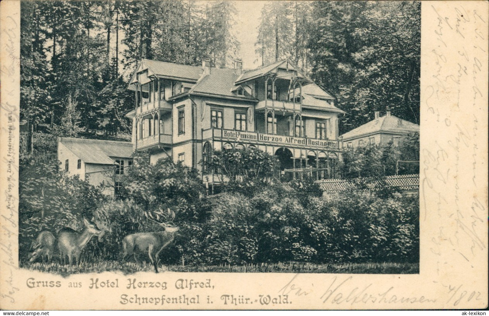 Schnepfenthal-Waltershausen Ortsansicht Mit Hotel Pension Herzog Alfred 1902 - Waltershausen