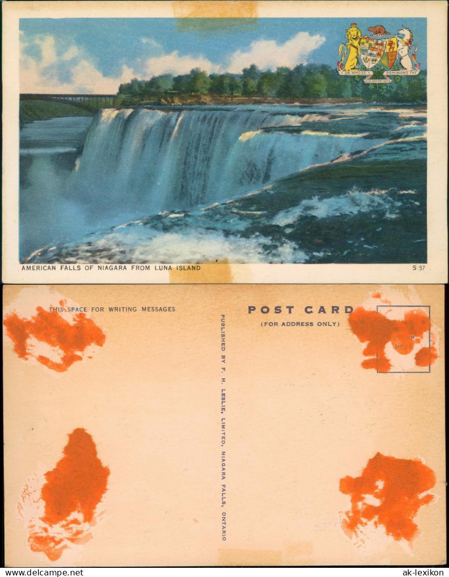 Niagara Falls (Ontario) AMERICAN FALLS OF NIAGARA FROM LUNA ISLAND 1950 - Niagara Falls