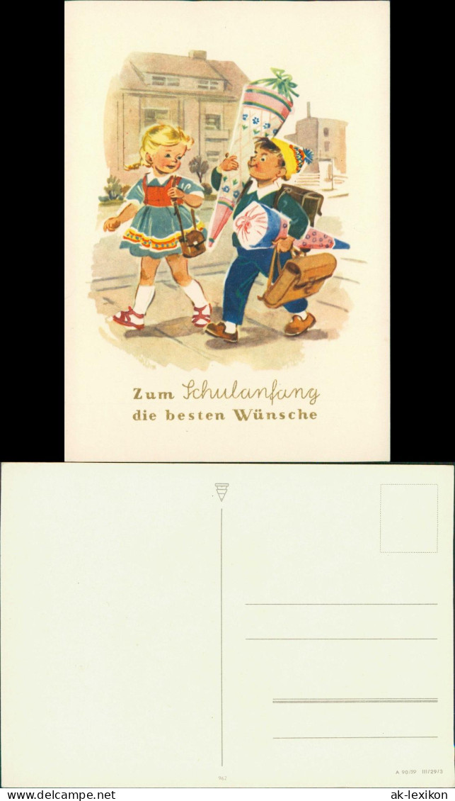 Glückwunsch Schulanfang & Einschulung: Kinder Mit Zuckertüte 1959 - Children's School Start