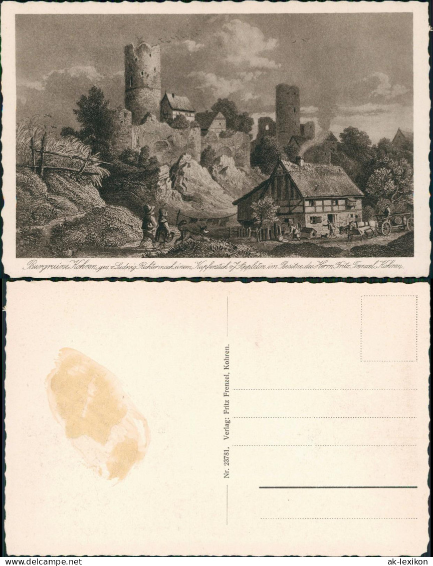 Ansichtskarte Kohren-Sahlis Burgruine - Künstlerkarte 1928 - Kohren-Sahlis