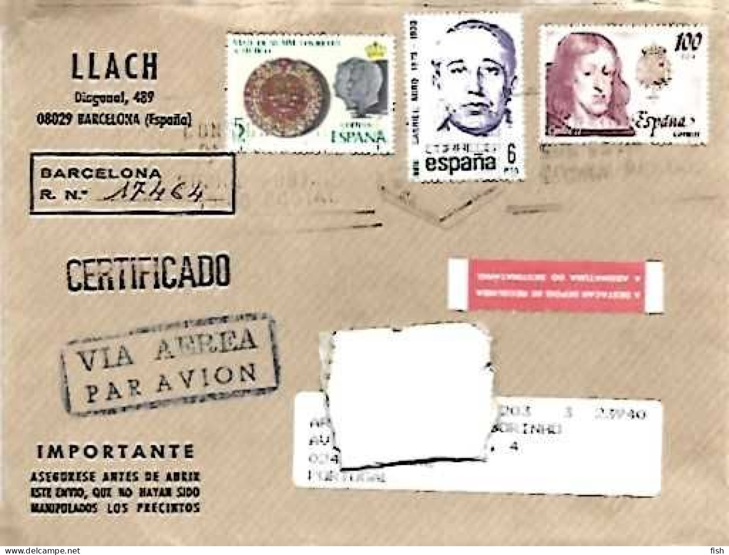 Spain & Marcofilia, Correo Certificado, Barcelona A Nazaré Portugal 1989 (687688) - Brieven En Documenten