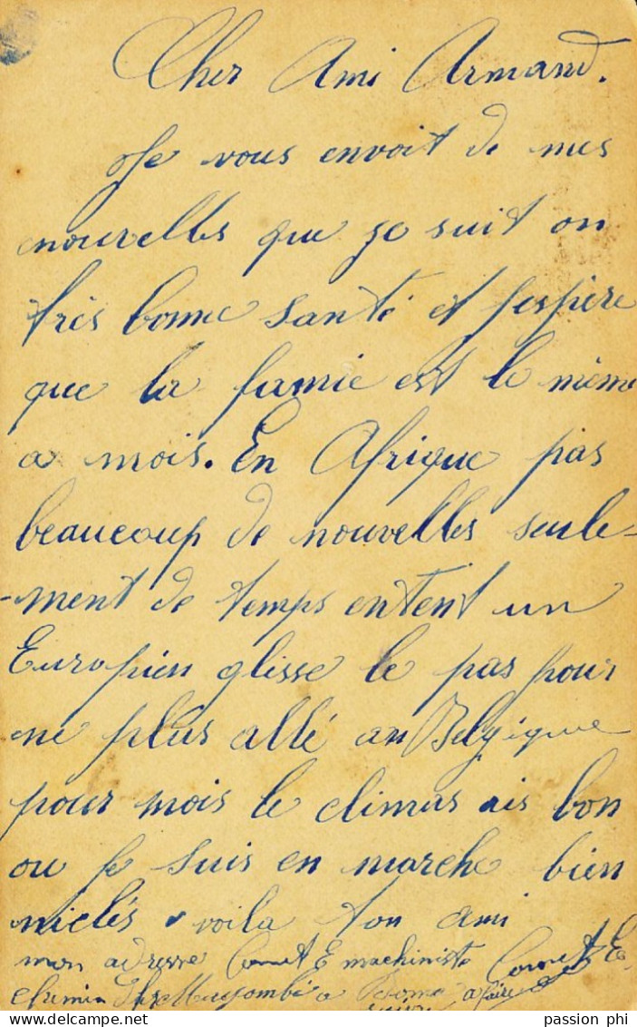 TT BELGIAN CONGO SBEP 15 FROM BOMA 03.11.1899 TO ANTWERPEN - Enteros Postales