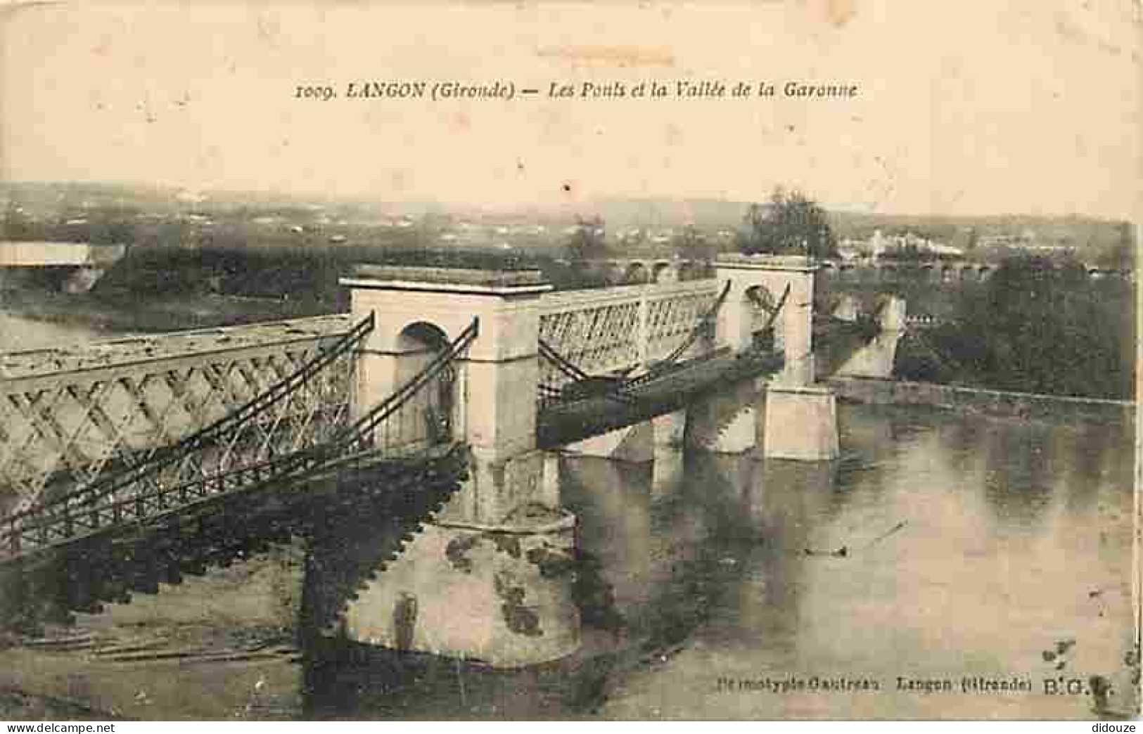 33 - Langon - Les Ponts Et La Vallée De La Garonne - Oblitération Ronde De 1922 - CPA - Voir Scans Recto-Verso - Langon