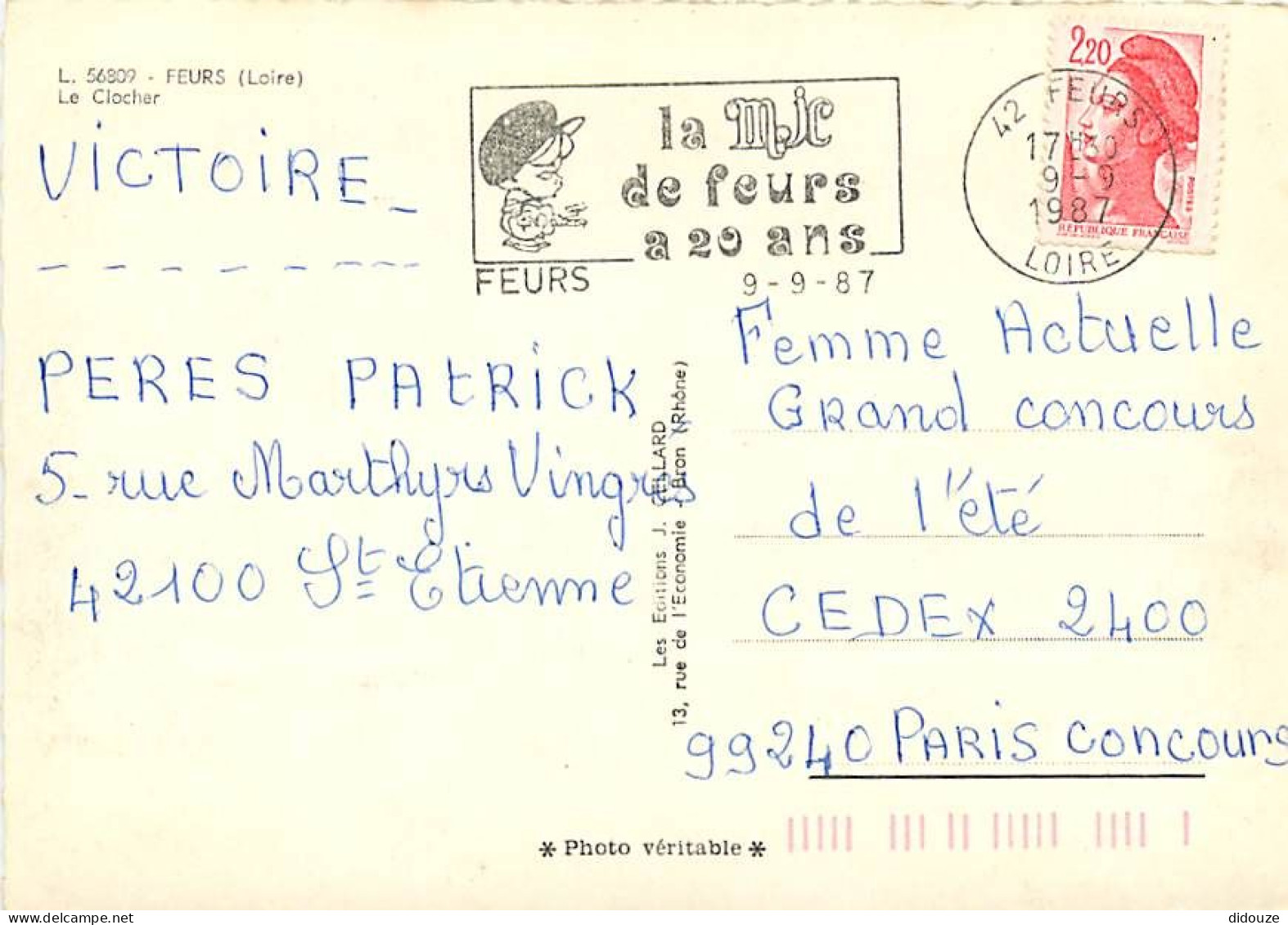 42 - Feurs - Le Clocher - CPSM Grand Format - Flamme Postale De Feurs - CPM - Voir Scans Recto-Verso - Feurs