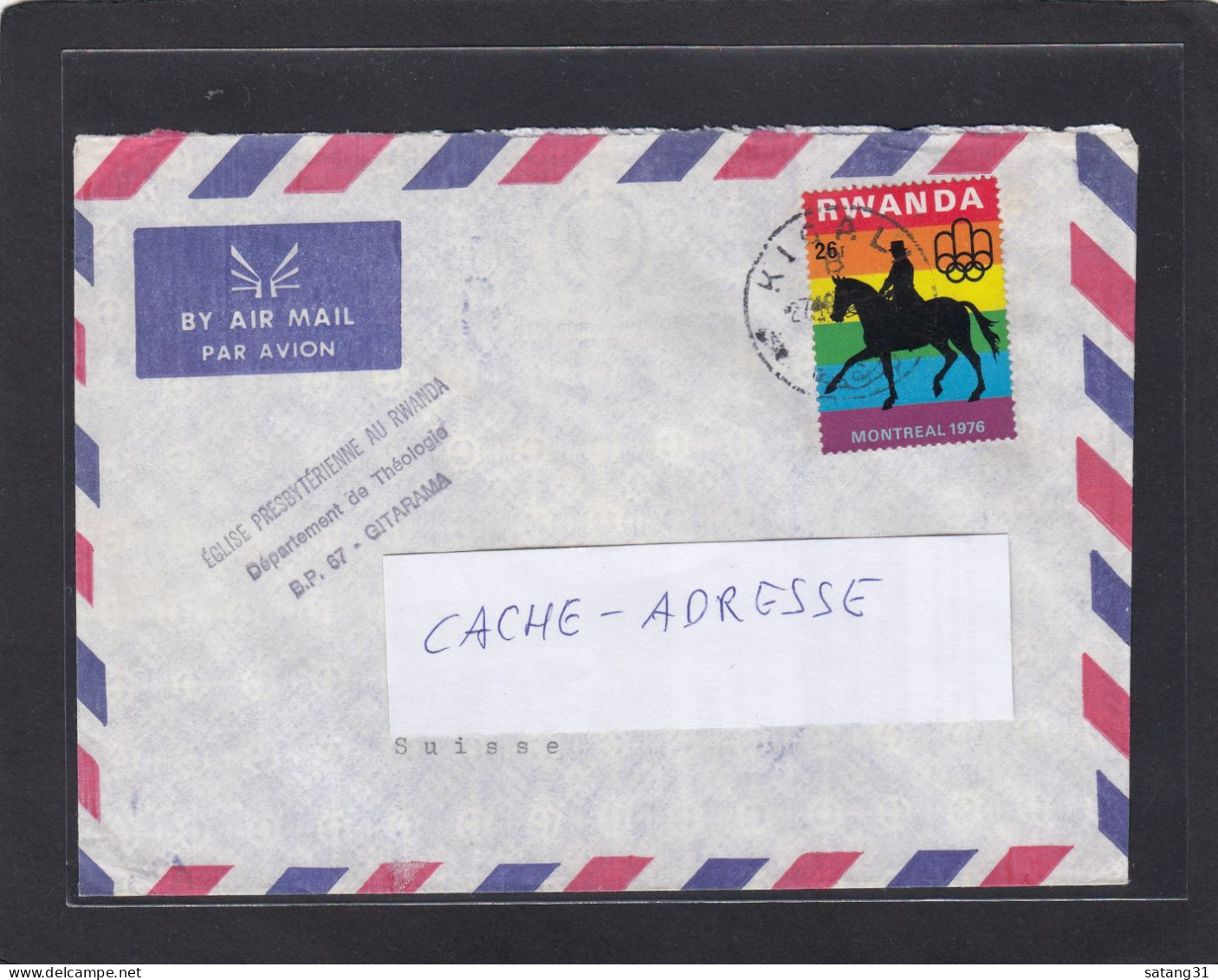 LETTRE DE KIGALI AVEC TIMBRE "J.O. MONTREAL 1976,EQUITATION". - Covers & Documents