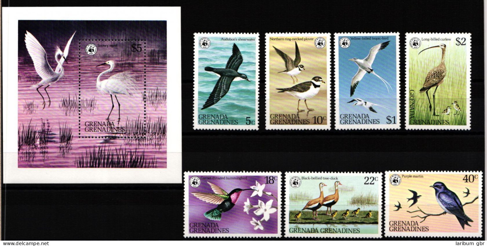 Grenada Grenadinen Block 36 + 374-377 Postfrisch Vögel #NE940 - Grenada (1974-...)