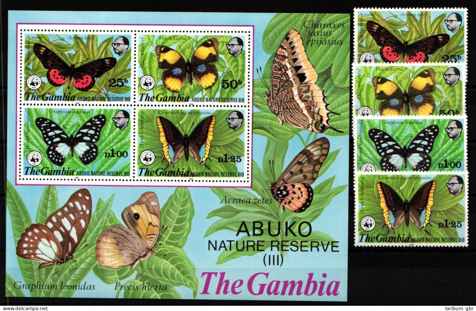 Gambia Block 5 + 402-405 Postfrisch Schmetterlinge #NE933 - Sonstige & Ohne Zuordnung