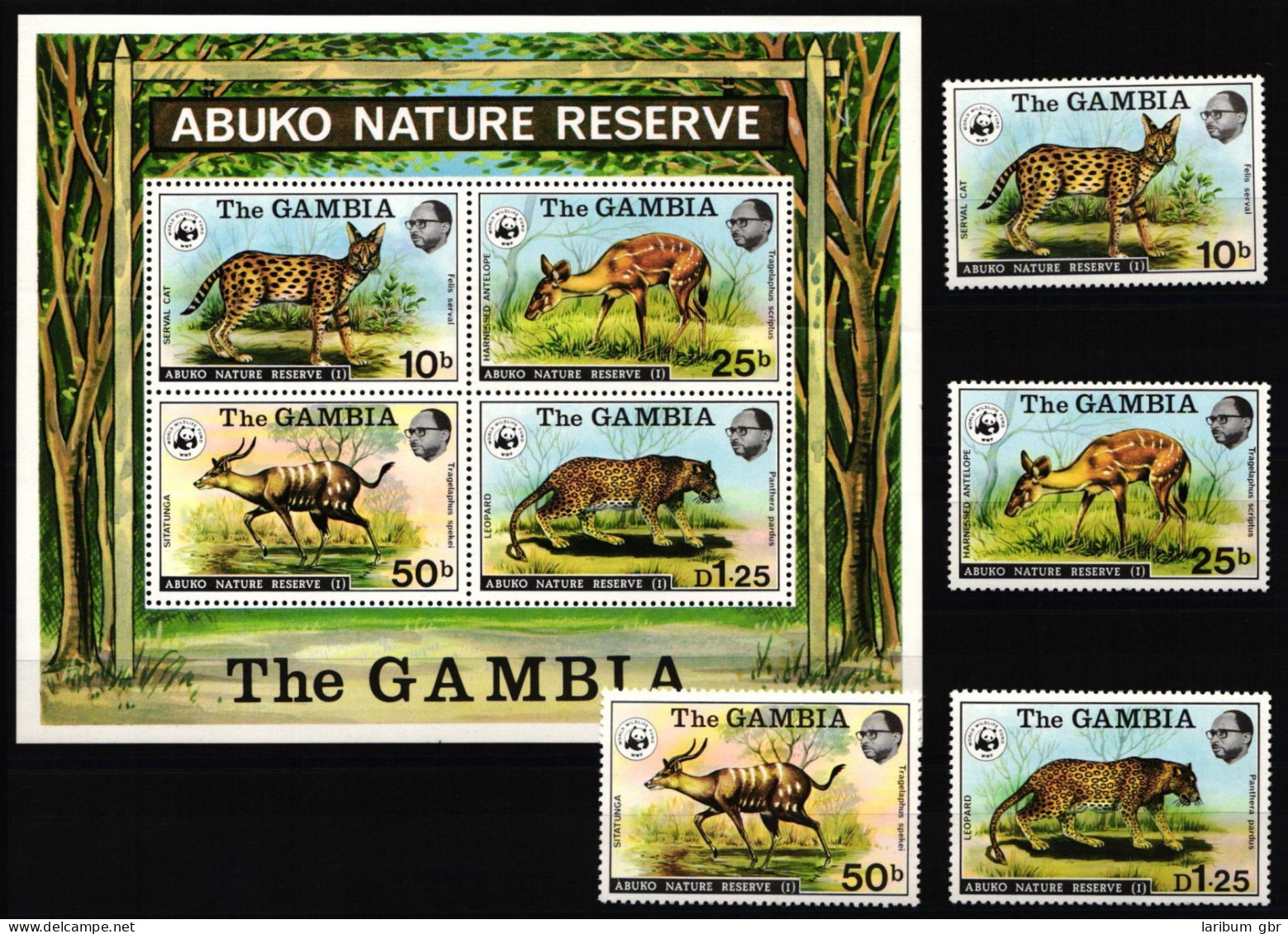 Gambia Block 2 + 332-335 Postfrisch Wildtiere #NE958 - Gambie (1965-...)