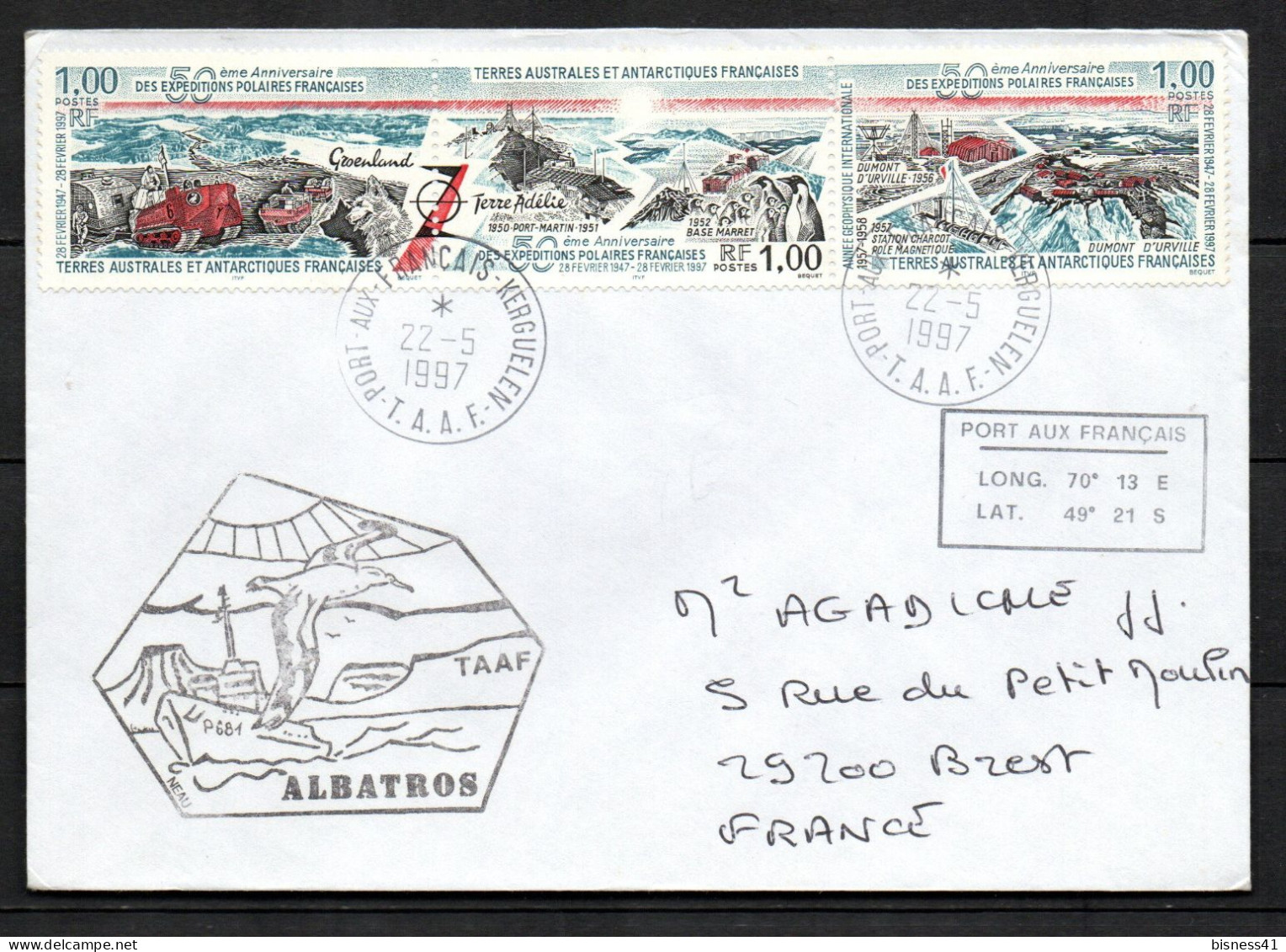 Col43 TAAF N° 325A Oblitéré De Port Aux Français Sur Lettre - Usados