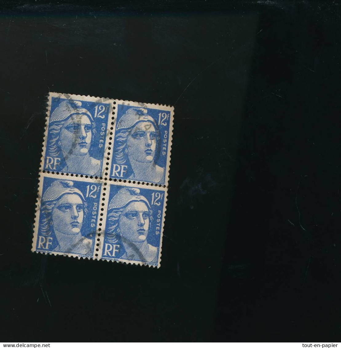 Bloc De 4 Timbres Marianne De Gandon 12F - 1945-54 Marianna Di Gandon