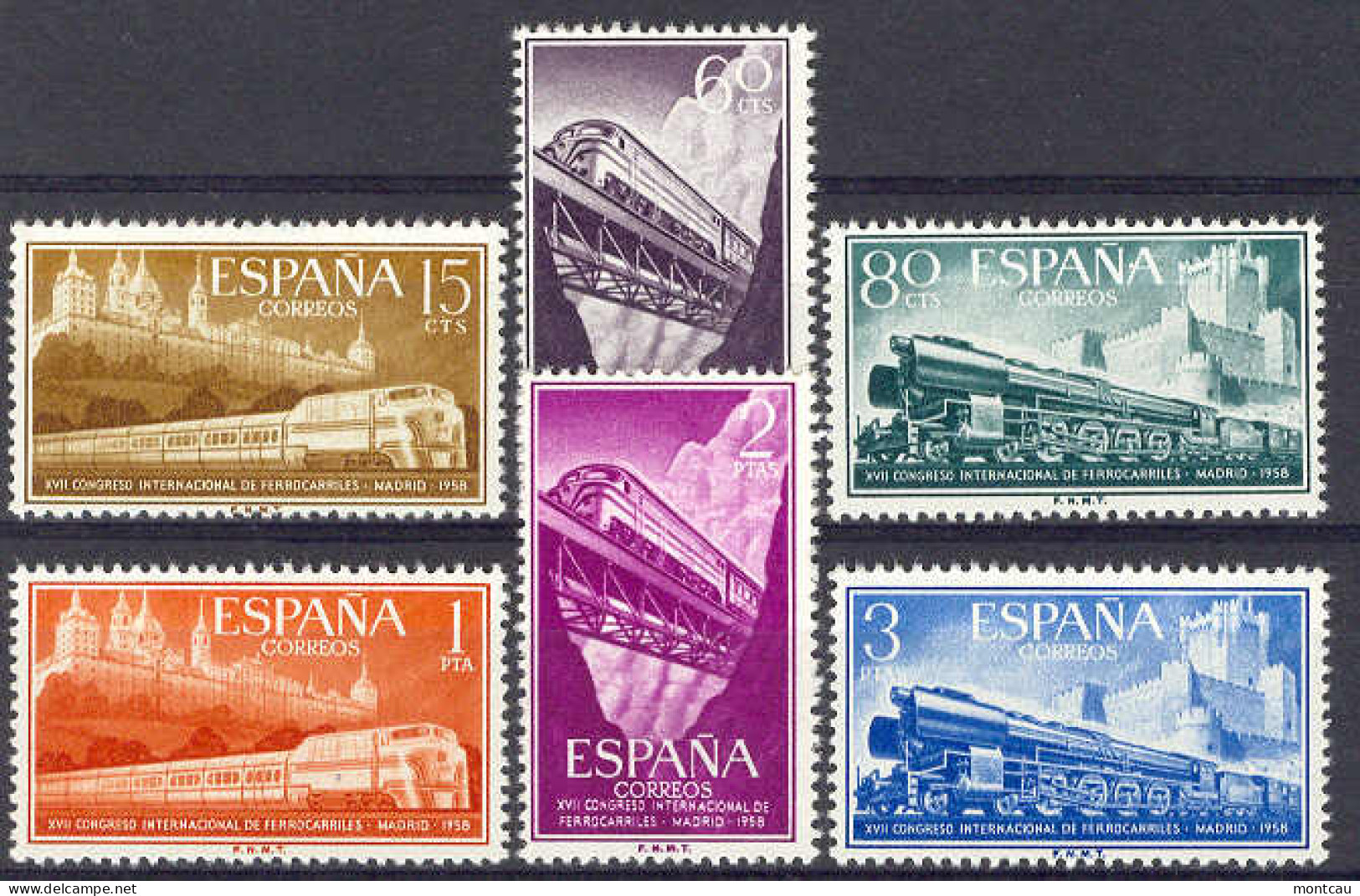 Spain 1958. Trenes. Ed 1232-37 (**) - Unused Stamps