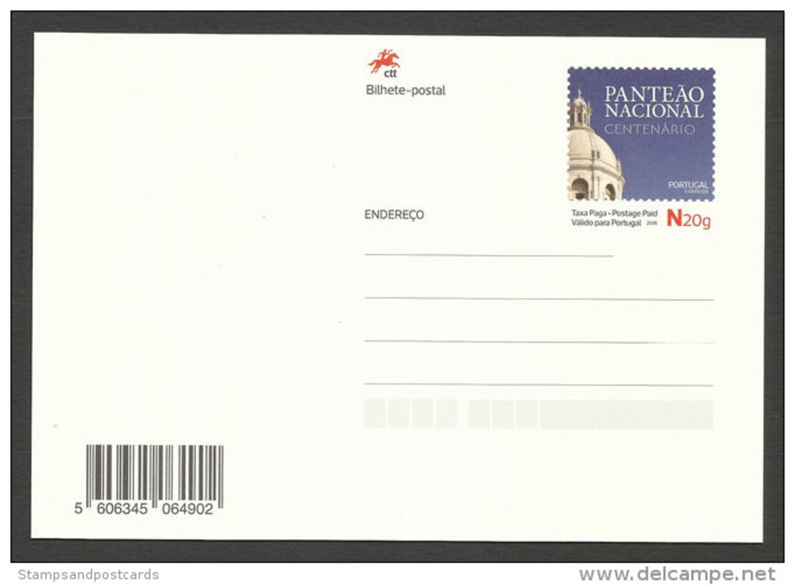 Portugal Entier Postal 2016 Panthéon Nationale Orgue D' église Musique Stationery National Pantheon Church Organ Music - Musique