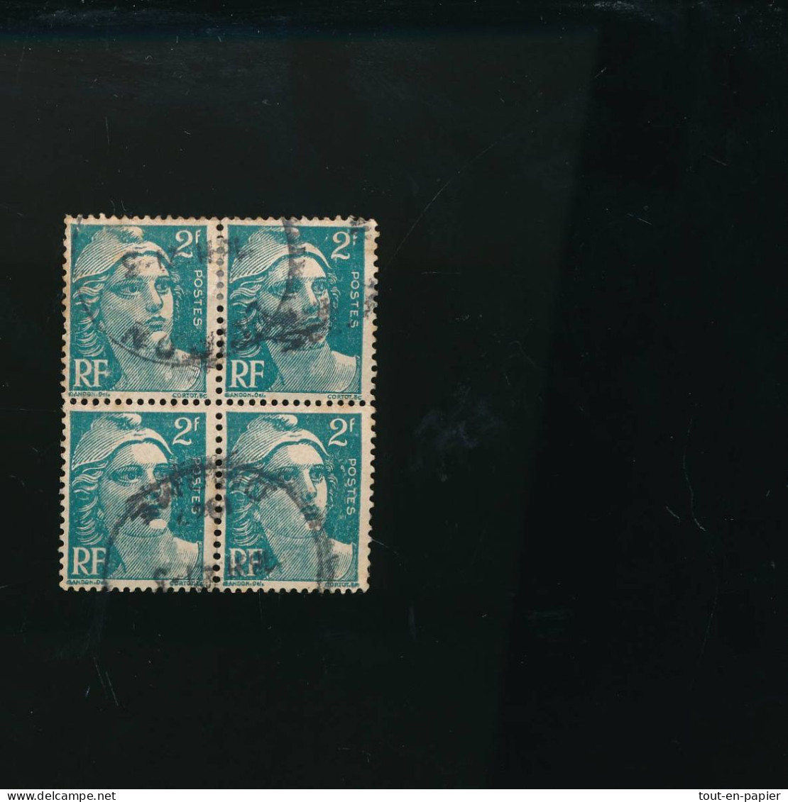 Bloc De 4 Timbres Marianne De Gandon 2F Vert - 1945-54 Maríanne De Gandon