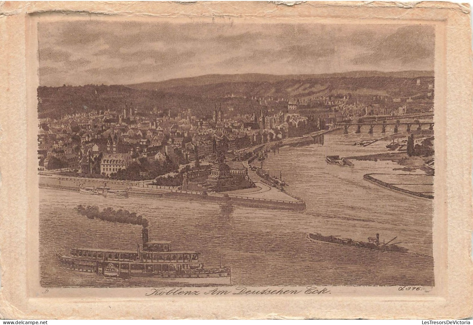 ALLEMAGNE - Koblenz Am Deutsehen - Dessin - Vue Générale - Pont - Bateau - Ville - Carte Postale Ancienne - Koblenz